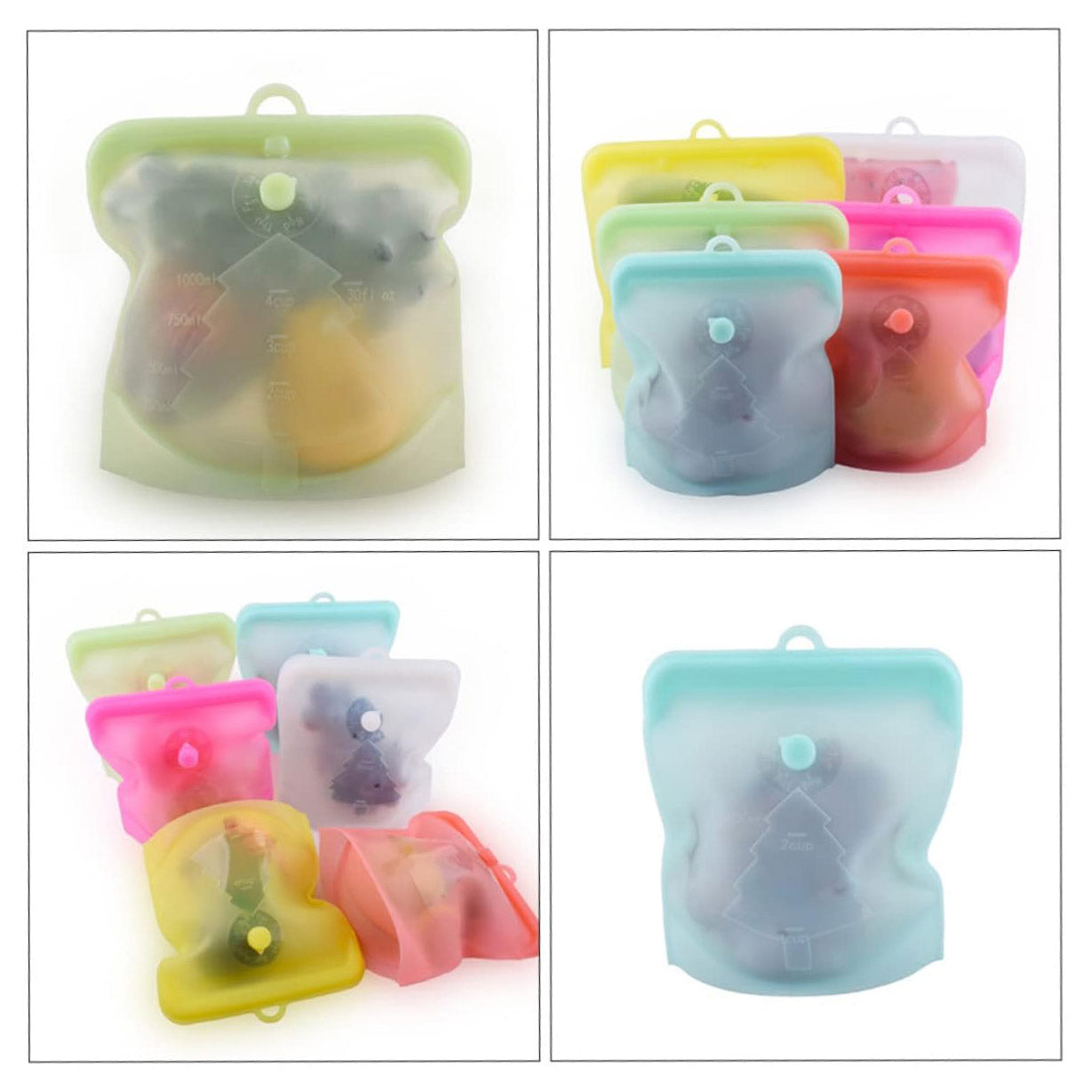 6 Pcs Silicone Storage Bag Reusable Freezer Bags Food Bags Reusable Silicone Bags Sandwich Bags Silicone Food Bags Silicone Lunch Bags Food Preservation Bag Food Storage Container