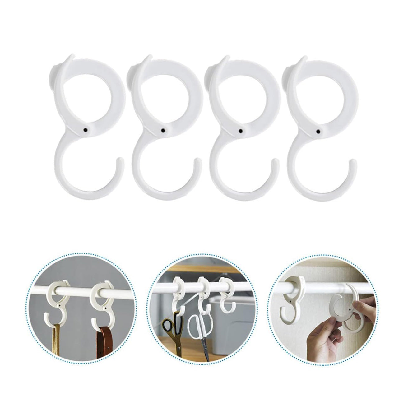 4pcs S-Shaped Snap Hook Plastic s Shaped Hook Metal Clothes Rack Practical Hangers Hanging Plant Hook S Shaped Hooks Kitchen S-Shaped Buckle Abs Small Tools White Simple