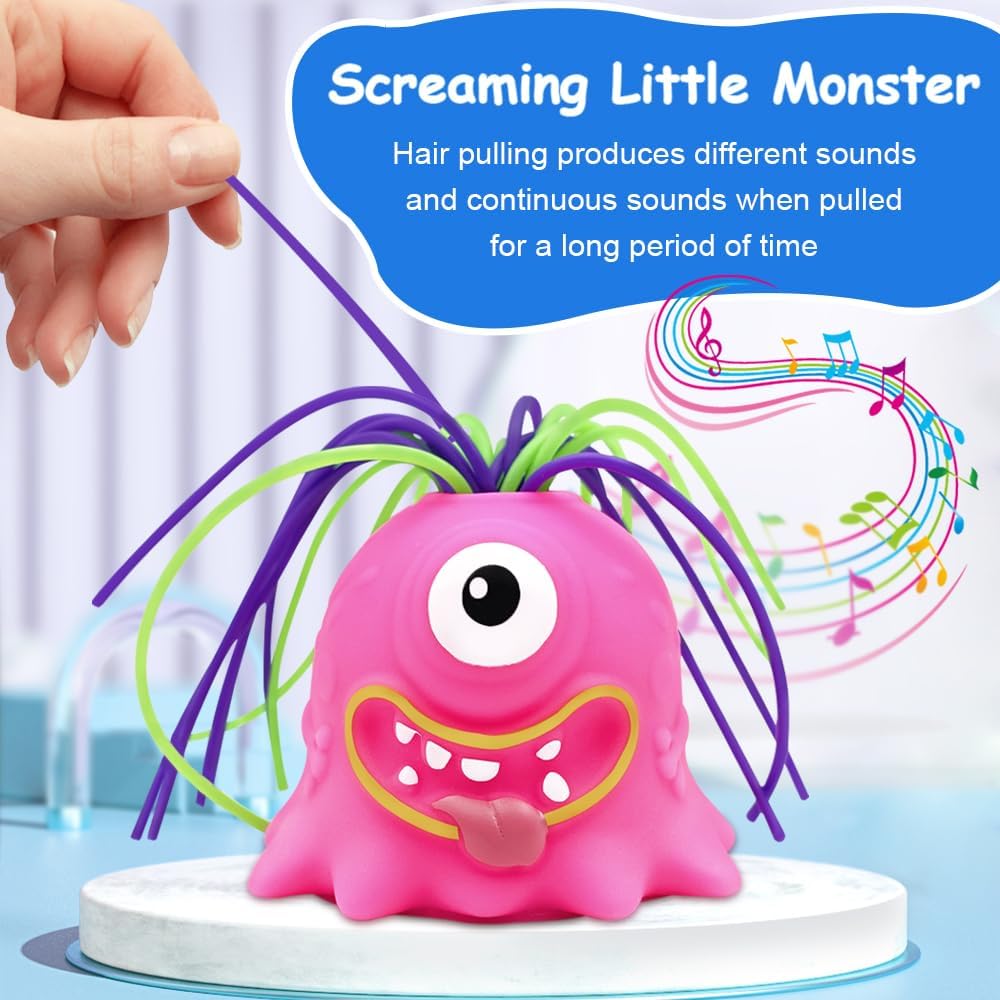 2 PCS Stress Relief Screaming Monster Toys, Funny Hair-Pulling Anti Anxiety Toys, Novelty Fidget Toys for 3+ Years Kids Teens