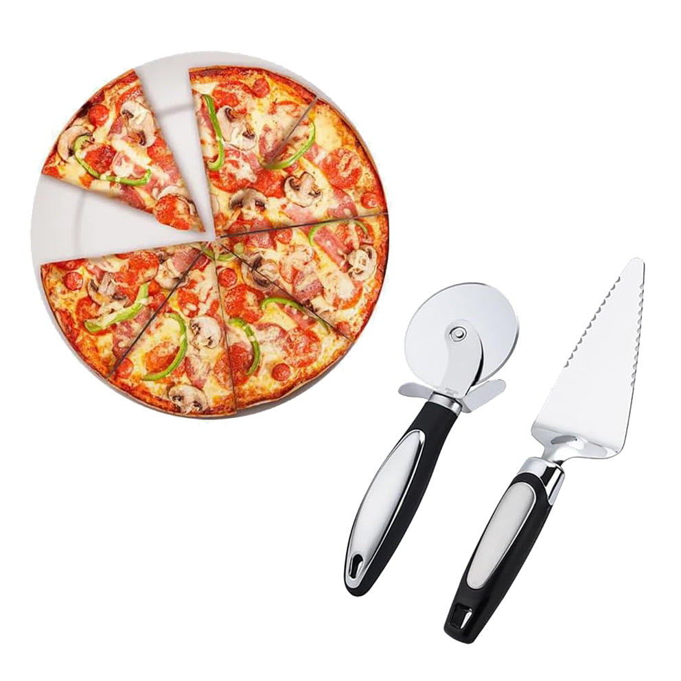 Single-wheel Pizza Knife and Spatula Set,Classic Pizza Wheel, Stainless Steel Pizza Knife, Roller Knife,Stainless Steel Pizza Pie Cake Server Pie Cake Serving Set, (spatula+wheel)