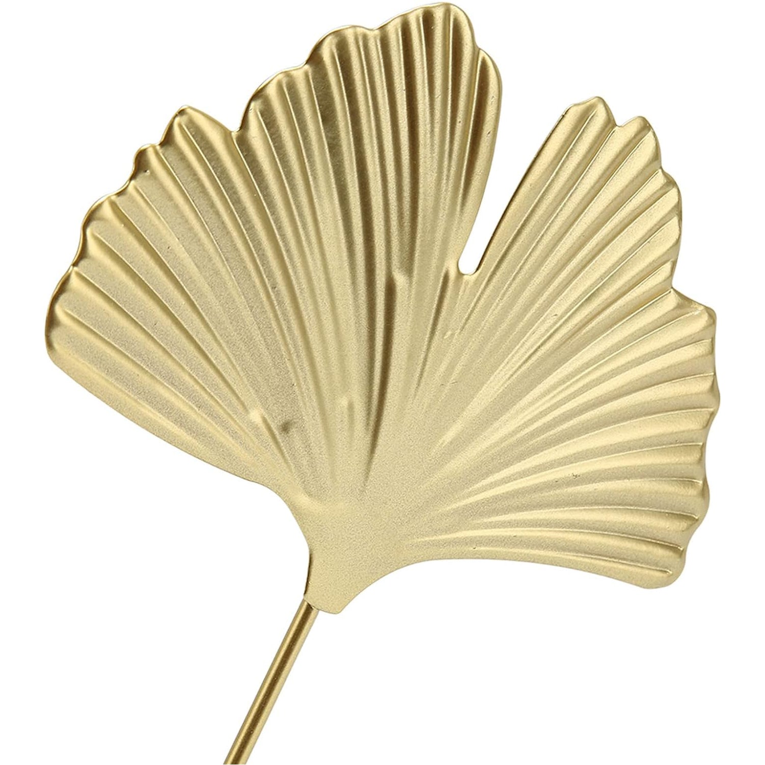 Gold Ginkgo Leaf Ornaments, Simple Gold Ginkgo Leaf Desktop Decoration, Metal Iron Golden Ginkgo Sculpture with Wood Base for Office Living Room Decoration