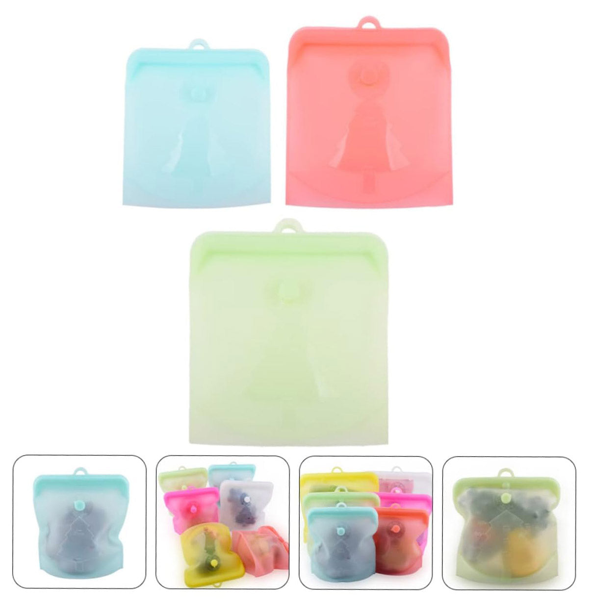 6 Pcs Silicone Storage Bag Reusable Freezer Bags Food Bags Reusable Silicone Bags Sandwich Bags Silicone Food Bags Silicone Lunch Bags Food Preservation Bag Food Storage Container