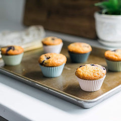 Reusable Silicone Baking Cup Silicone Muffin Liners for Cupcakes, BPA Free, Regular, 24 Pack, White Blue Green