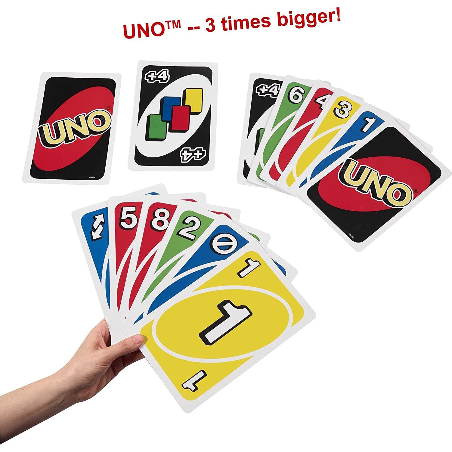 UNO Card Game for Kids, Adults & Family Night, Oversized Cards & Customizable Wild Cards for 2-10 Players