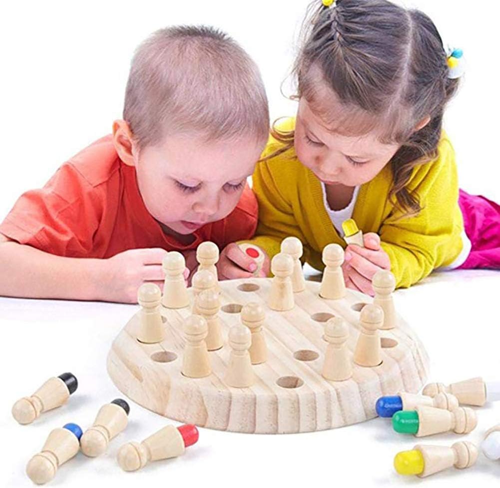 Wooden Memory Match Stick Chess Game, Color Memory Chess, Funny Block Board Game, Parent-Child Interaction Toy, Educational Intelligent Games Logic Braintease Toys for Boys and Girls Age 3 and Up