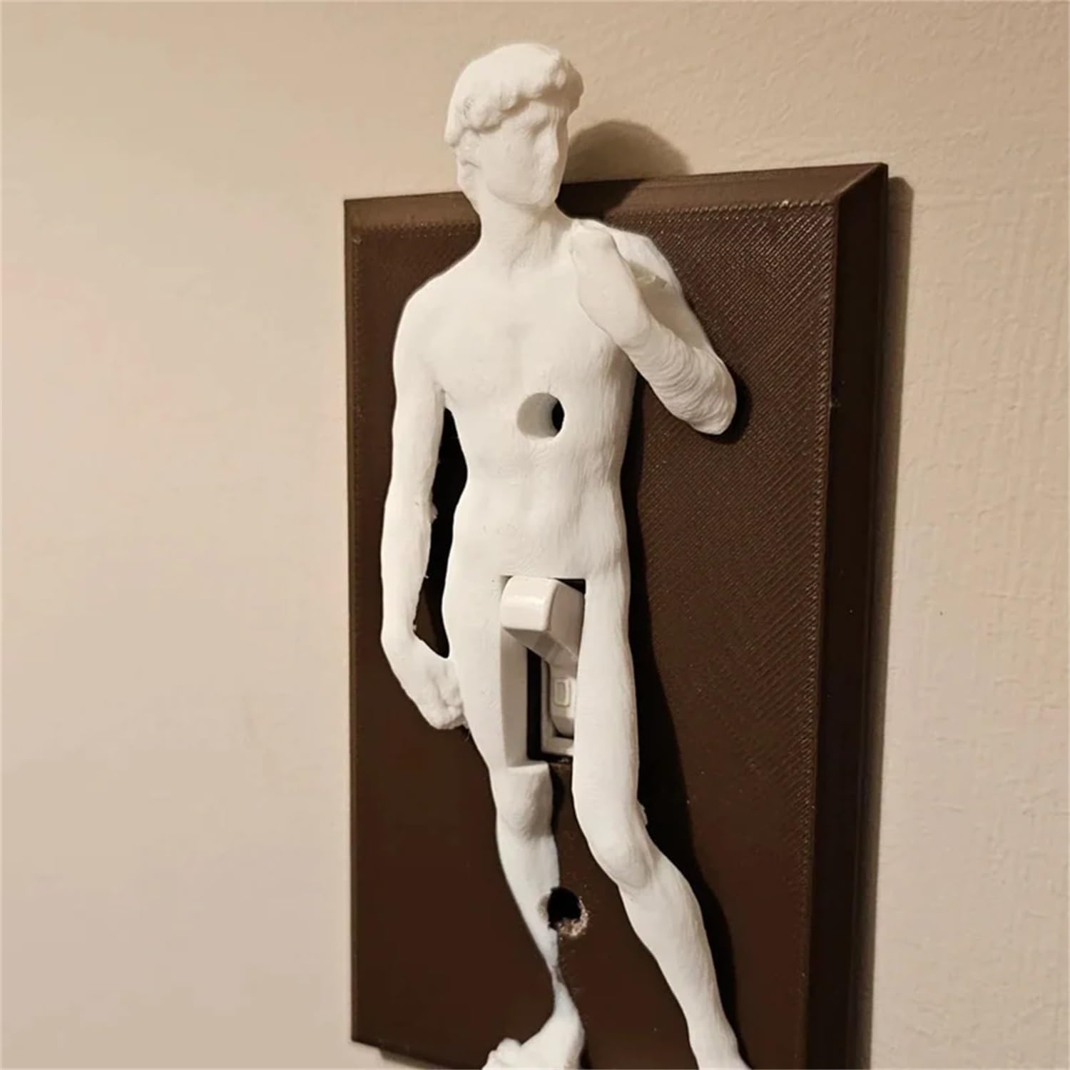 Funny Light Switch Cover, Michelangelo's David 3D Sculpted Light Switch Cover, Polyresin Single Toggle Wall Switch Plate Cover- Statue of David Michelangelo Wall Home Art Decor