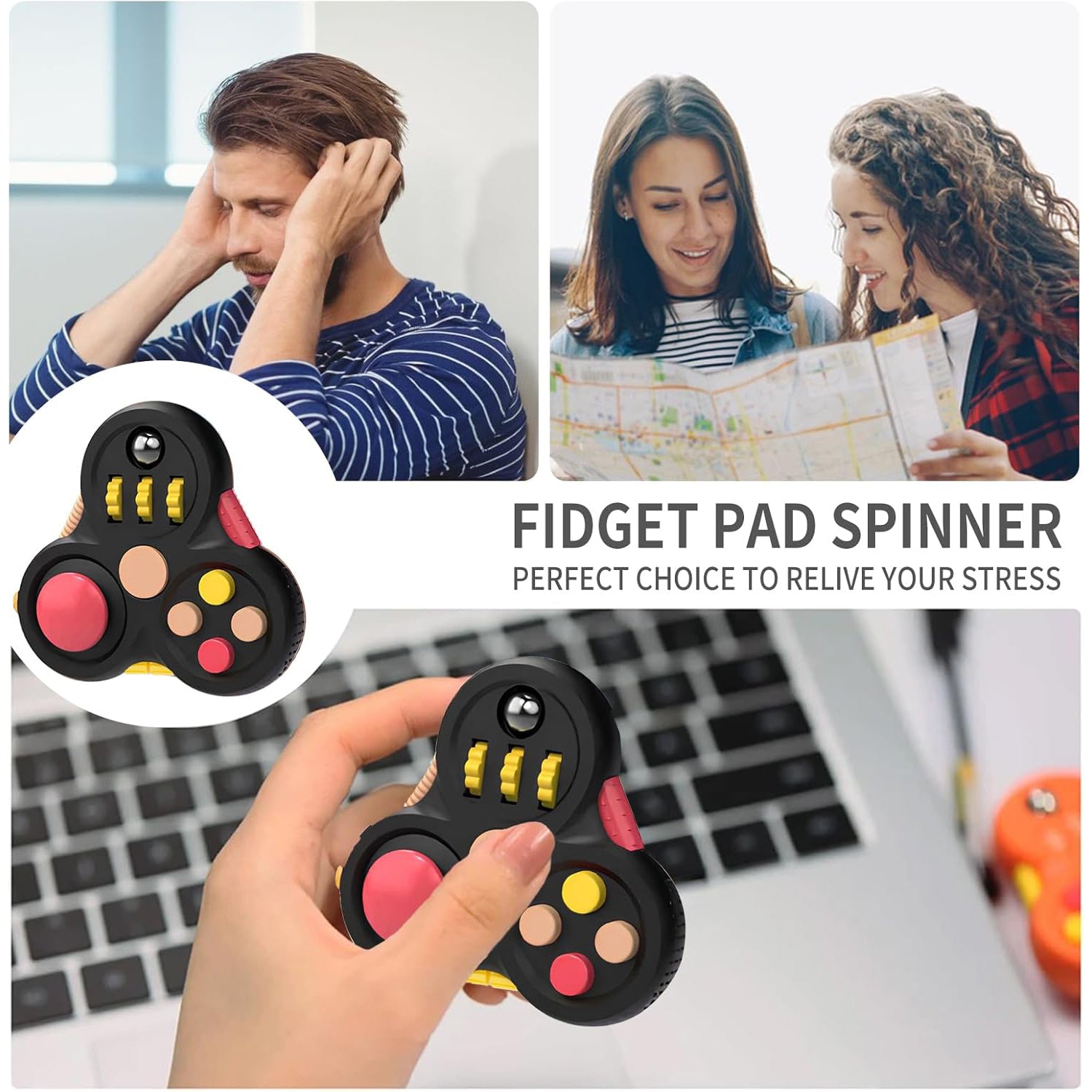 Fidget Toys Adults,3Pcs Fidget Pad Fidgets,Autism Figette Cubes,Cool Fidget Clicker Controller Desk Toys,Anxiety Relief Stress ADHD Toys,Sensory Fidget Cubes Gifts for Kids Teens Boys