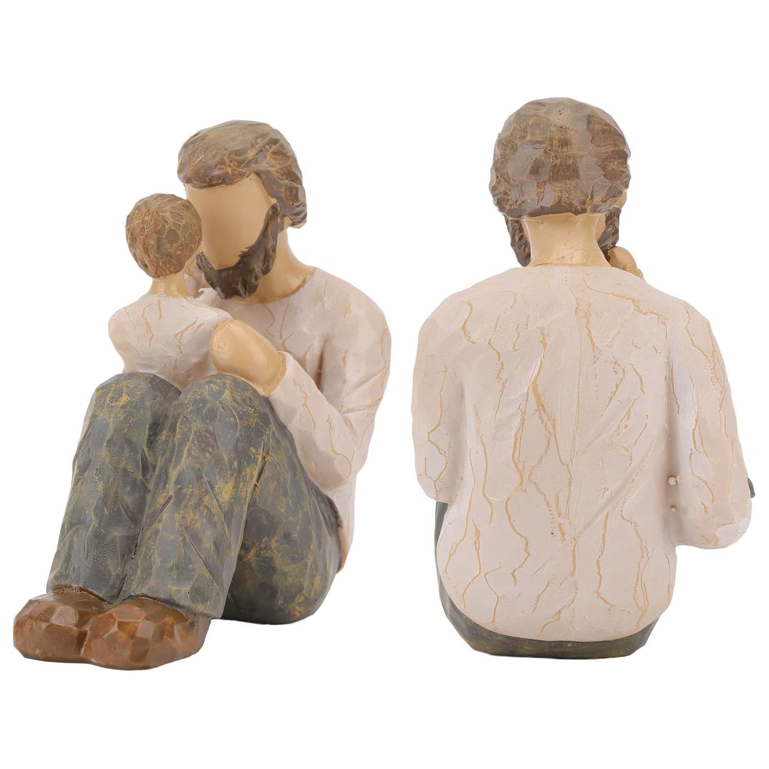 Father and Son Statue, Lifelike Appearance Family Figurine Exquisite Craftsmanship Father and Child Figurine Sturdy Resin Material Hand Painted and Sculpted Figurine