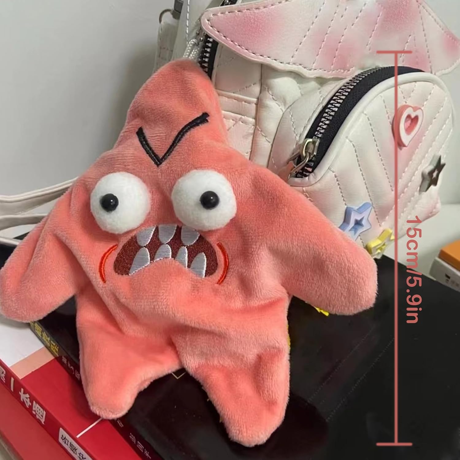 Irritable Star Plush Keychain, Novelty Movable Star Bag Charm, Interesting Backpack Pendant for Girls Boys, Standard, Orange