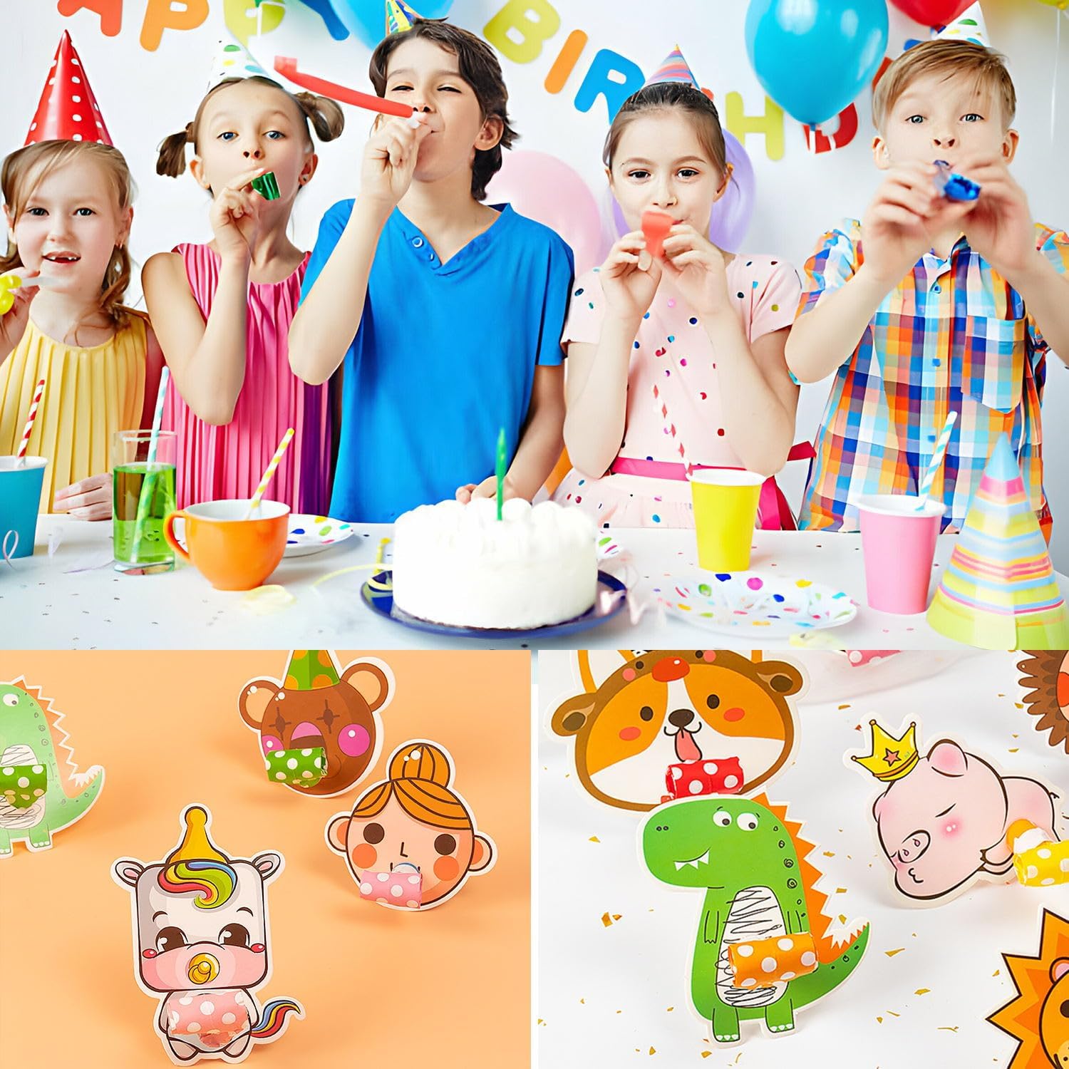 Children's birthday party cartoon roll whistles trumpet blow roll props