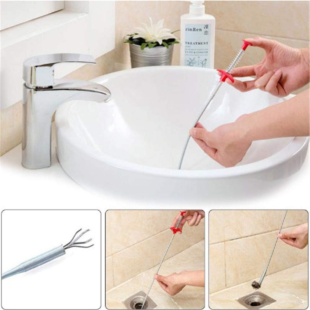 2pcs Spring Pipe Dredging Tool, Multifunctional Cleaning Claw, Bendable Sewer Drain Cleaning Brush, Pressure-Type Cleaning Hook for Kitchen, Bathroom and Restaurant