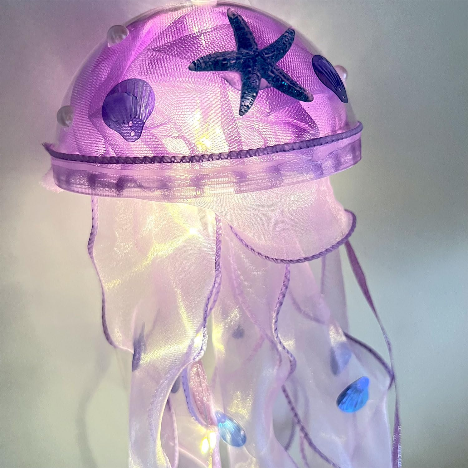 Jellyfish Lamp Led Lantern Decorations for Nursery Birthday Gift | Ocean Theme Décor | Purple Hanging Jelly Fish Light for Bedroom Little Mermaid Birthday Party Baby Shower