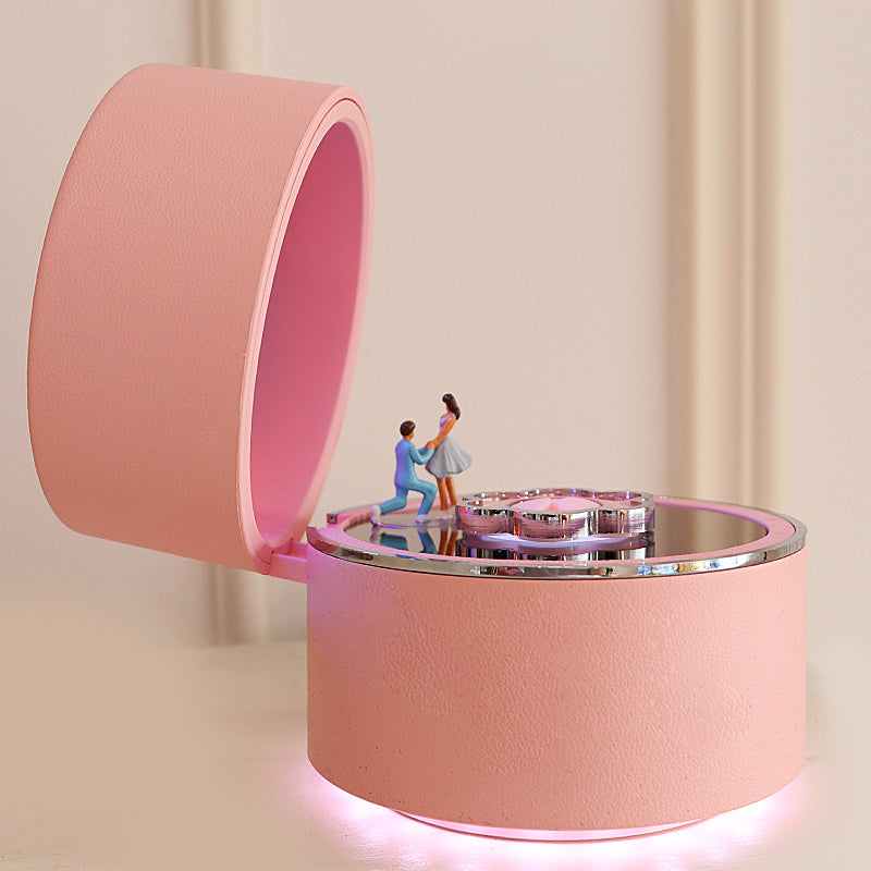 Rotating Music Box Gift Set Sensor Ring Box Light Elegant Jewelry Packaging Luxury Necklace Box