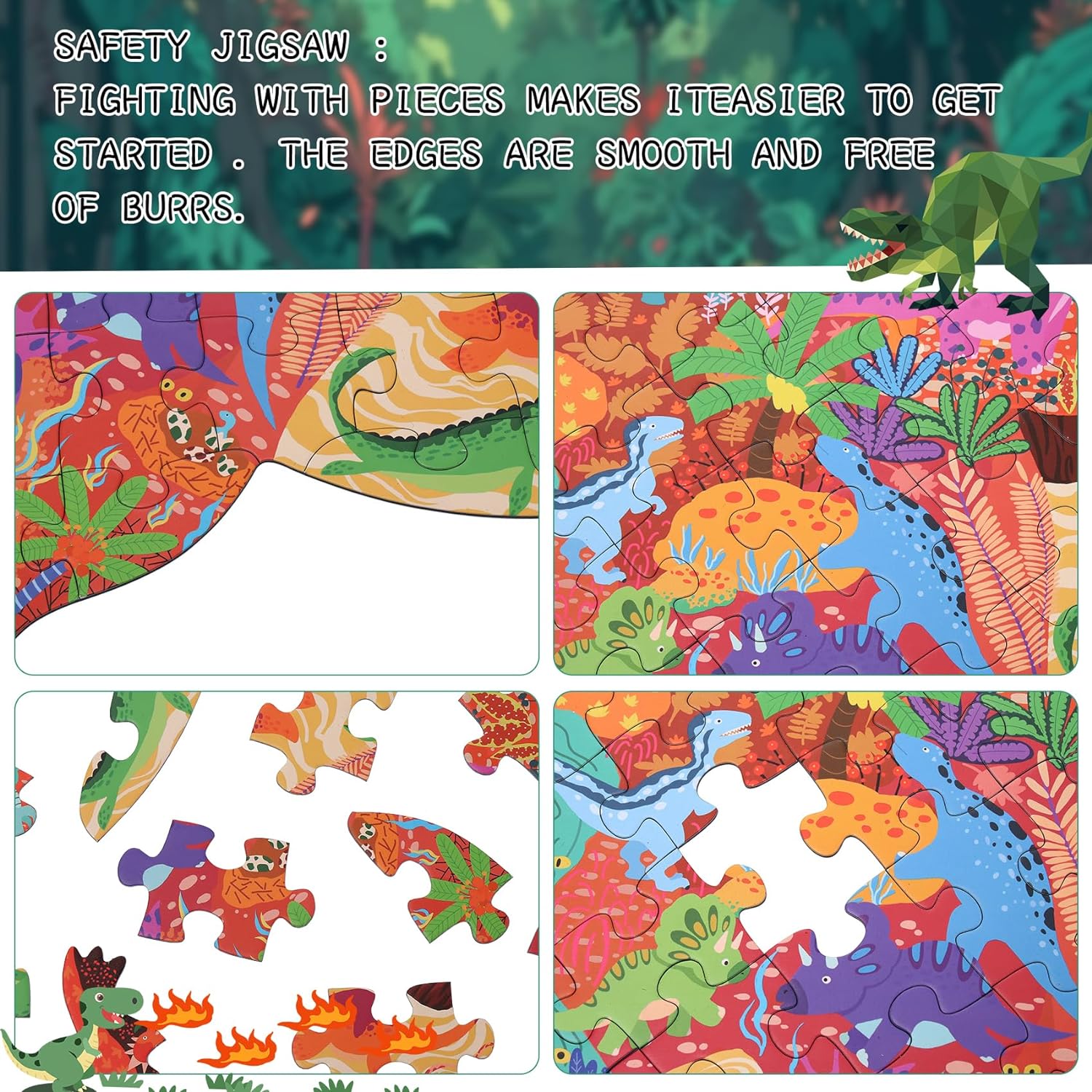 Floor Puzzle Suitable for Children Aged 3-10, Unique Large Irregular Animal Shaped Art Puzzle Suitable for Boys and Girls 71 Pieces Toys As Gifts for Children (Tyrannosaurus Rex)