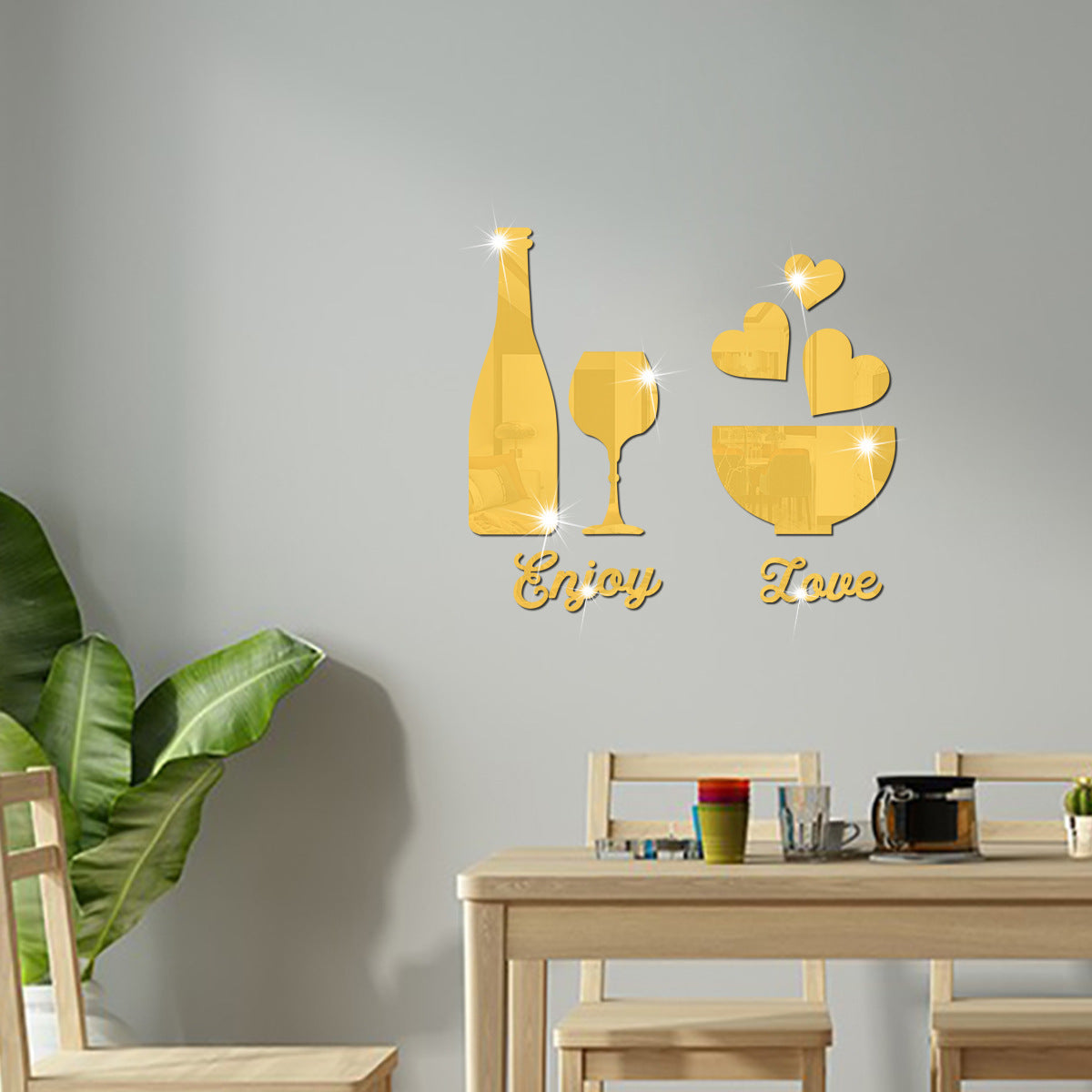 Glass love cup mirror sticker decoration  acrylic wall sticker restaurant background sticker