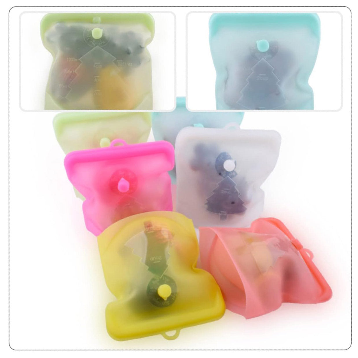 6 Pcs Silicone Storage Bag Reusable Freezer Bags Food Bags Reusable Silicone Bags Sandwich Bags Silicone Food Bags Silicone Lunch Bags Food Preservation Bag Food Storage Container