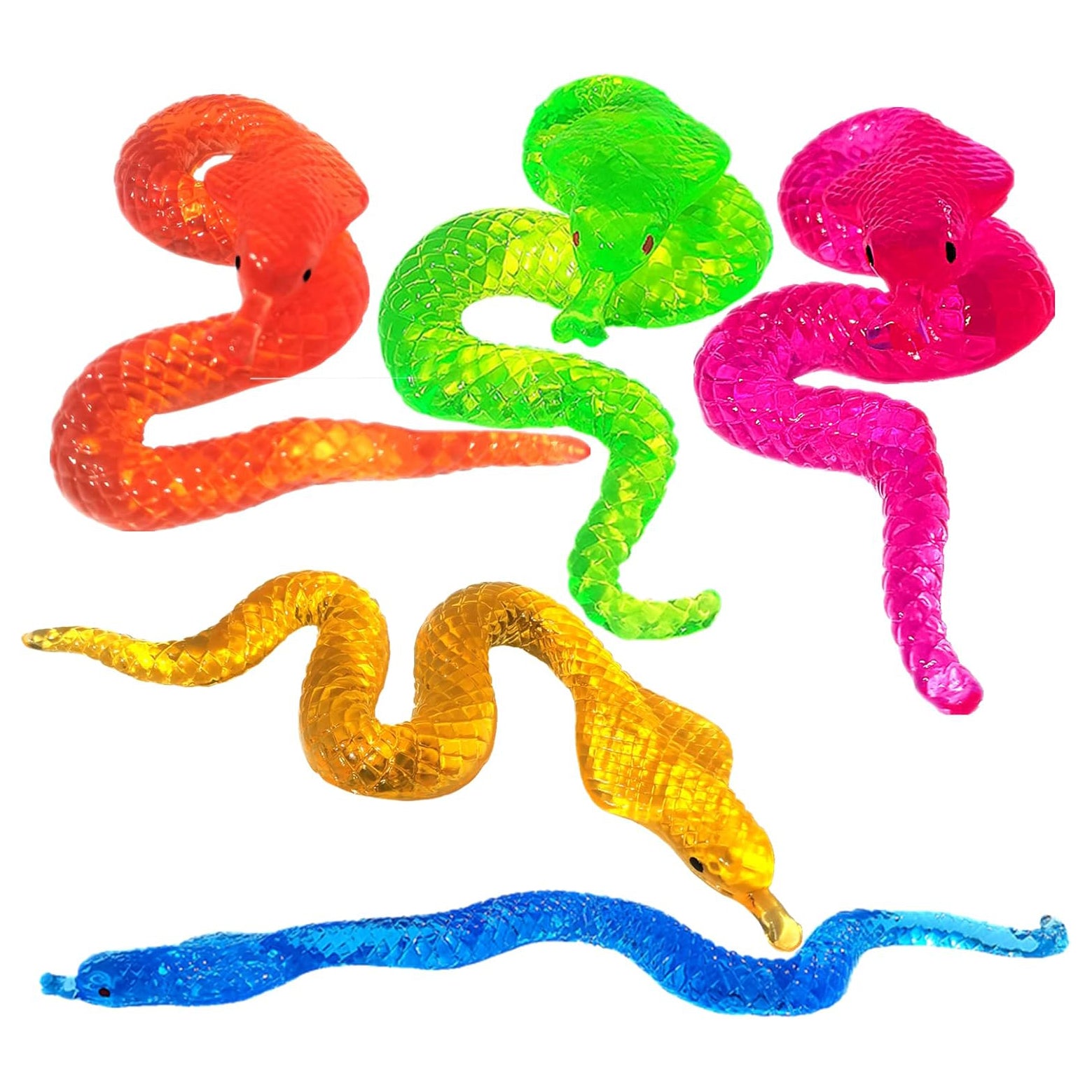 5Pack Super Stretch Sticky Snake Mochi Squishy Toys,Goodie Bag Stuffers,Classroom Prizes,Birthday,Party Favors