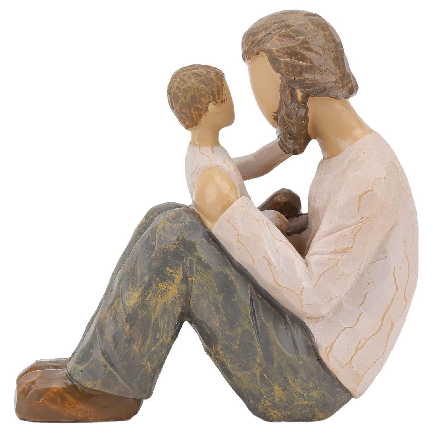 Father and Son Statue, Lifelike Appearance Family Figurine Exquisite Craftsmanship Father and Child Figurine Sturdy Resin Material Hand Painted and Sculpted Figurine