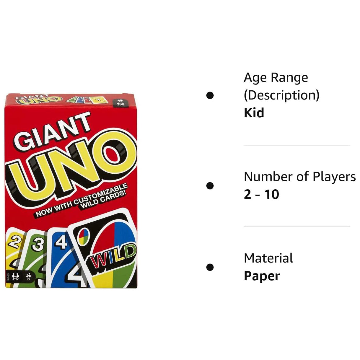 UNO Card Game for Kids, Adults & Family Night, Oversized Cards & Customizable Wild Cards for 2-10 Players