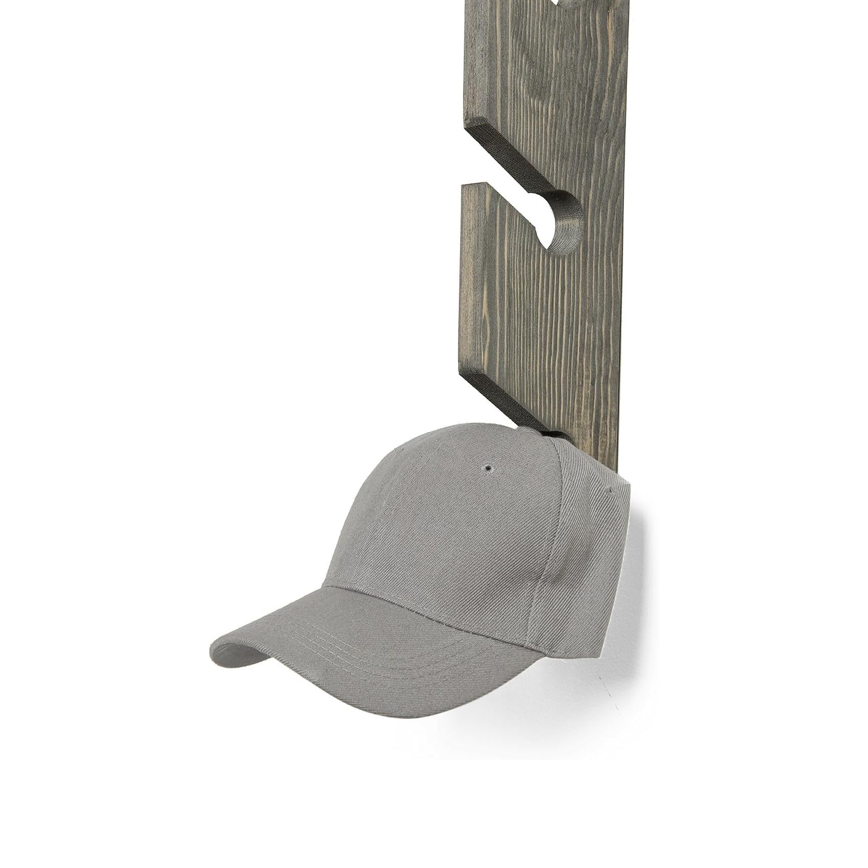 30 Inch Wall Mounted Vintage Gray Wood Baseball Cap Rack with 6 Slots, Hanging Hat Rack, Set of 2