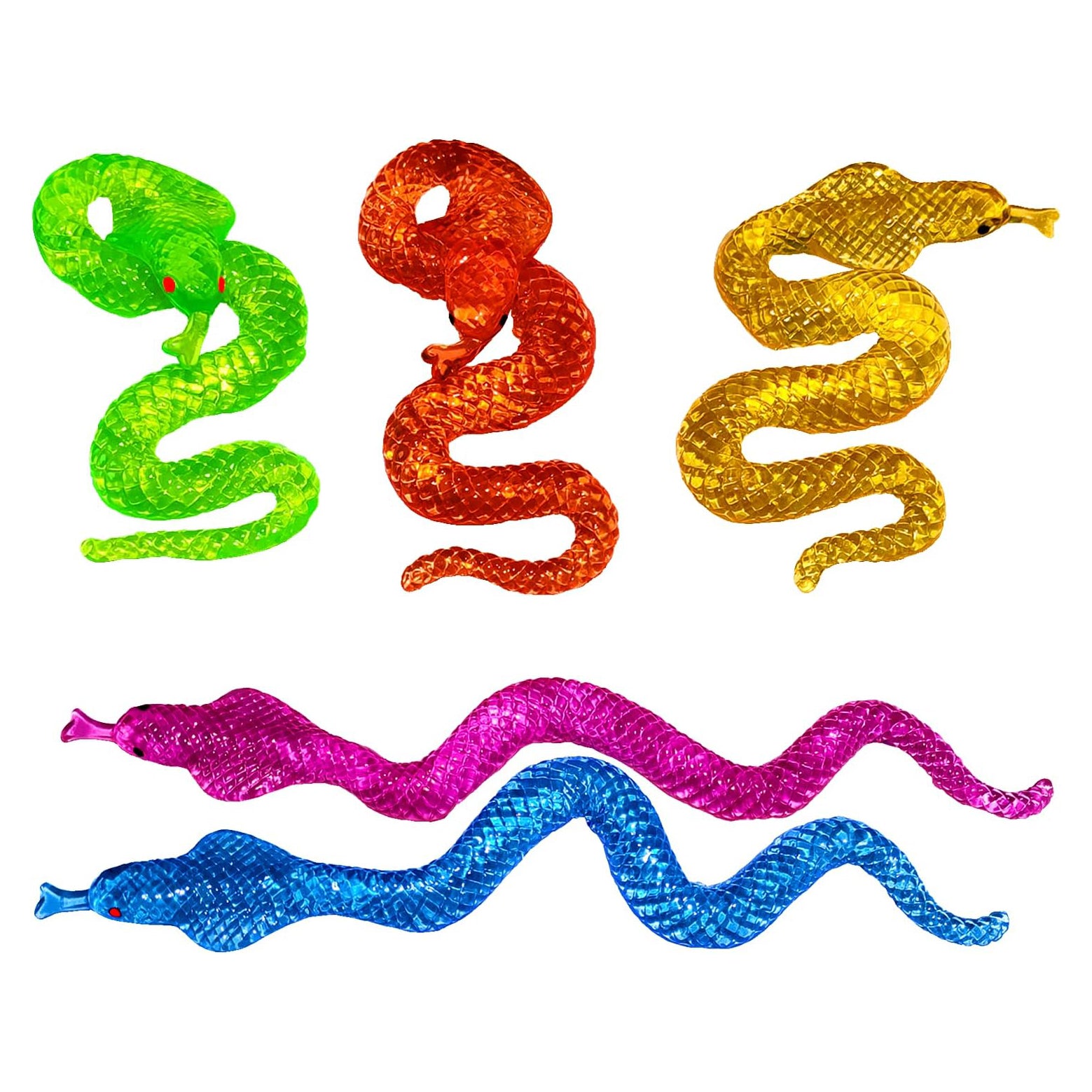 5Pack Super Stretch Sticky Snake Mochi Squishy Toys,Goodie Bag Stuffers,Classroom Prizes,Birthday,Party Favors