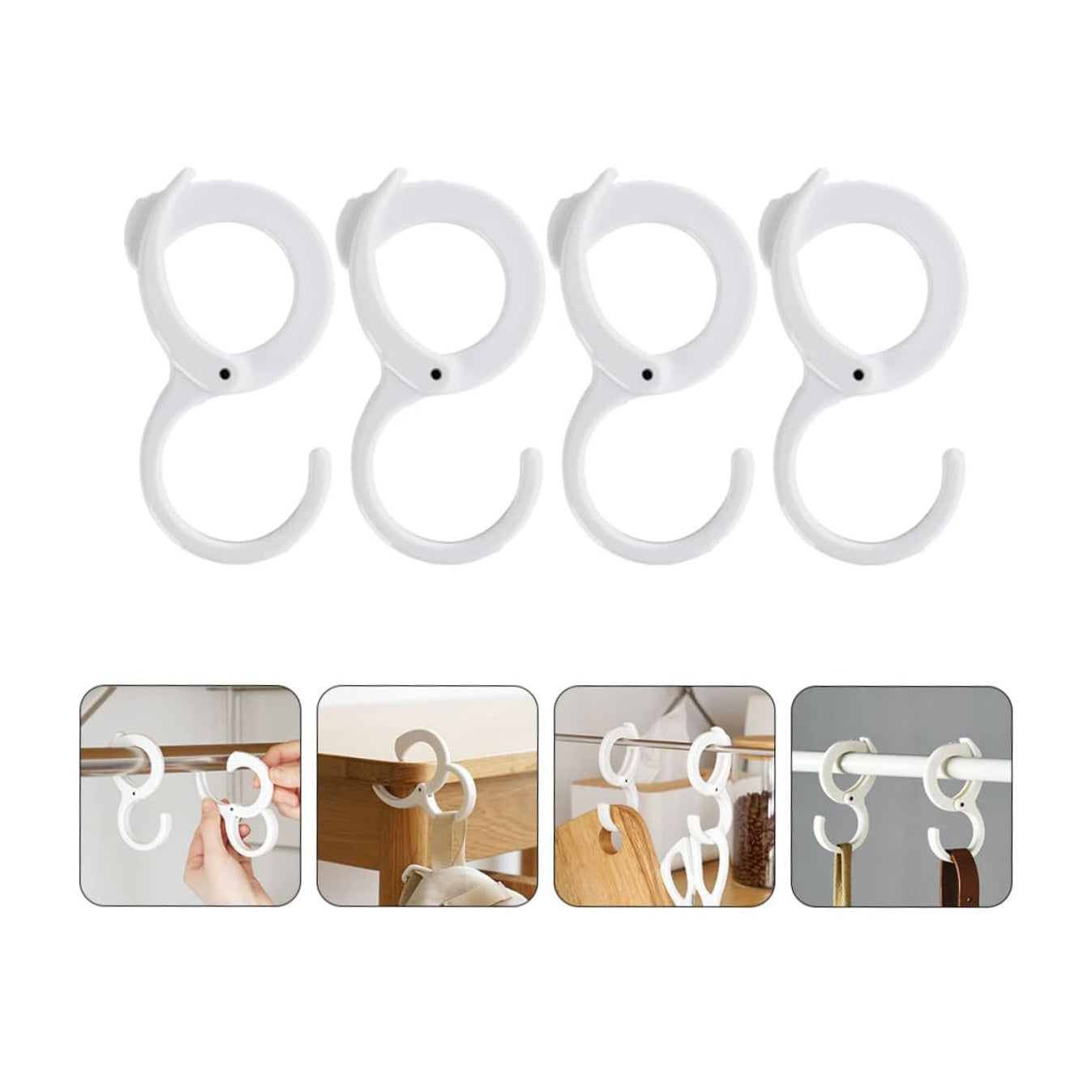 4pcs S-Shaped Snap Hook Plastic s Shaped Hook Metal Clothes Rack Practical Hangers Hanging Plant Hook S Shaped Hooks Kitchen S-Shaped Buckle Abs Small Tools White Simple