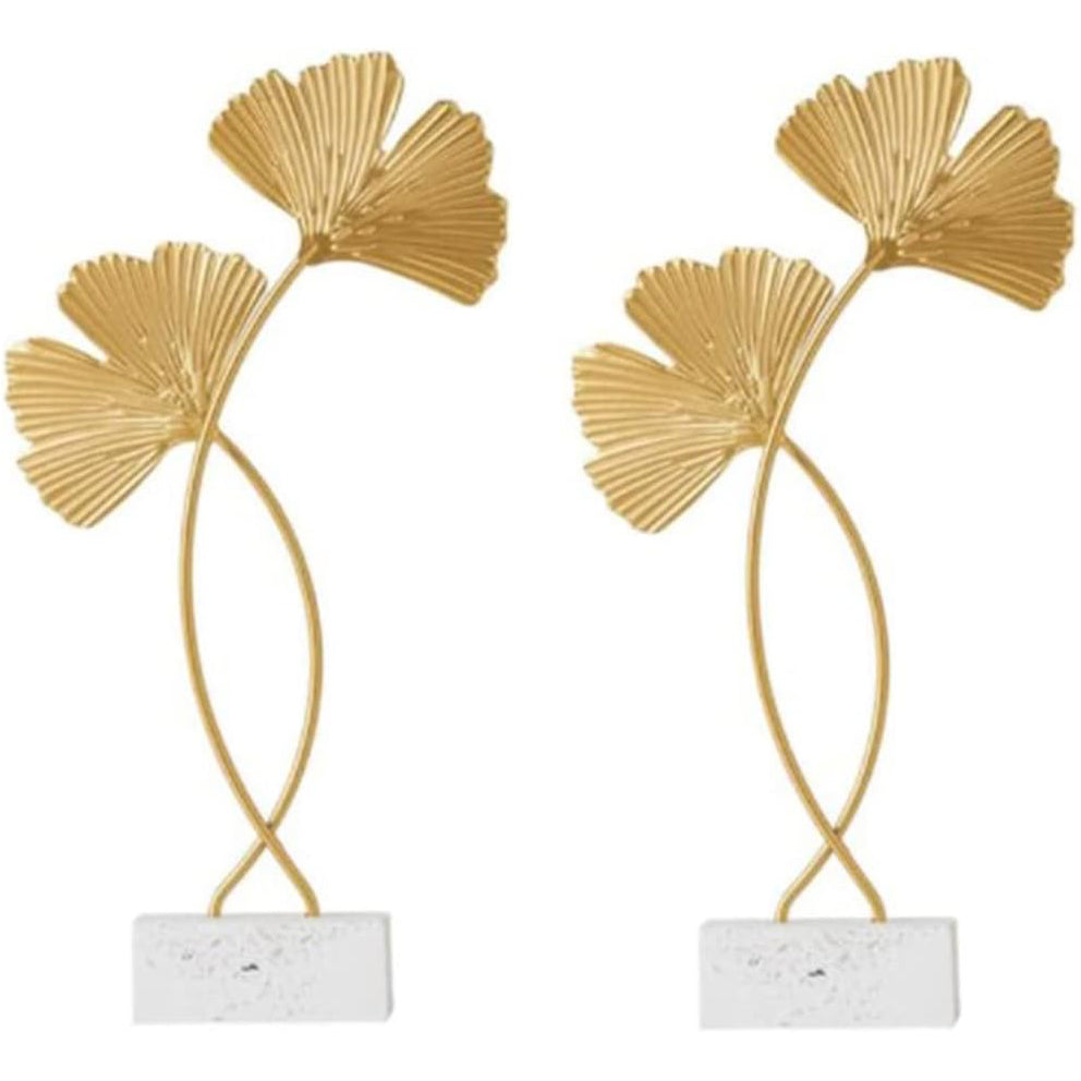 Golden Ginkgo Leaves Figurines Statue,Leaf Shape Sculpture Desktop Decor Nordic Office Living Room Ornaments Home Decoration