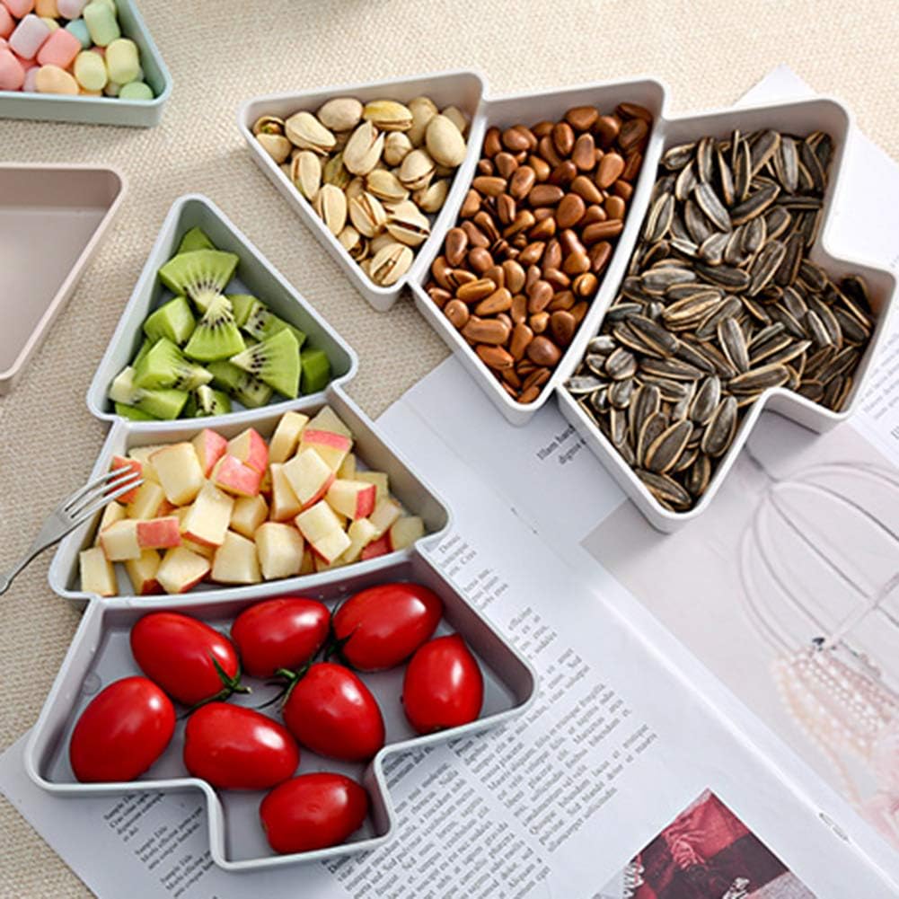 Christmas Tree Shape Candy Tray, Snacks Nuts Seeds Dry Fruits Plate Candy Xmas Tree Dish Grey