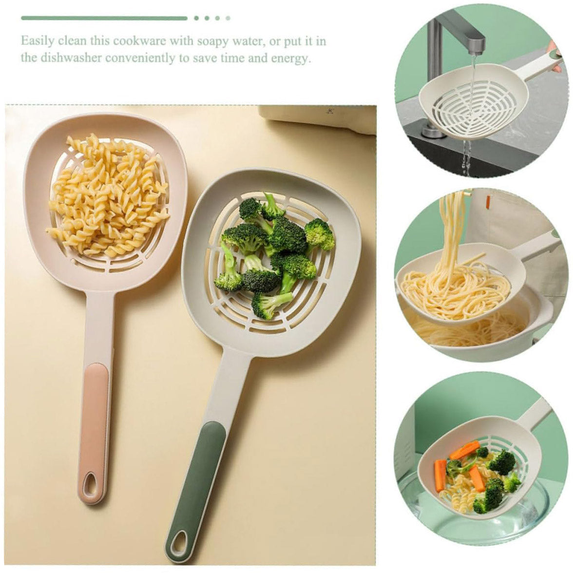  3pcs Noodle Spoon Pasta Server Pasta Barilla Noodle Colander Ladle Kitchen Skimmer Scoop Slotted Pasta Spoon Slotted Skimmer Plastic Spoons Kitchen Scoop Pp Hollow Instant Noodles