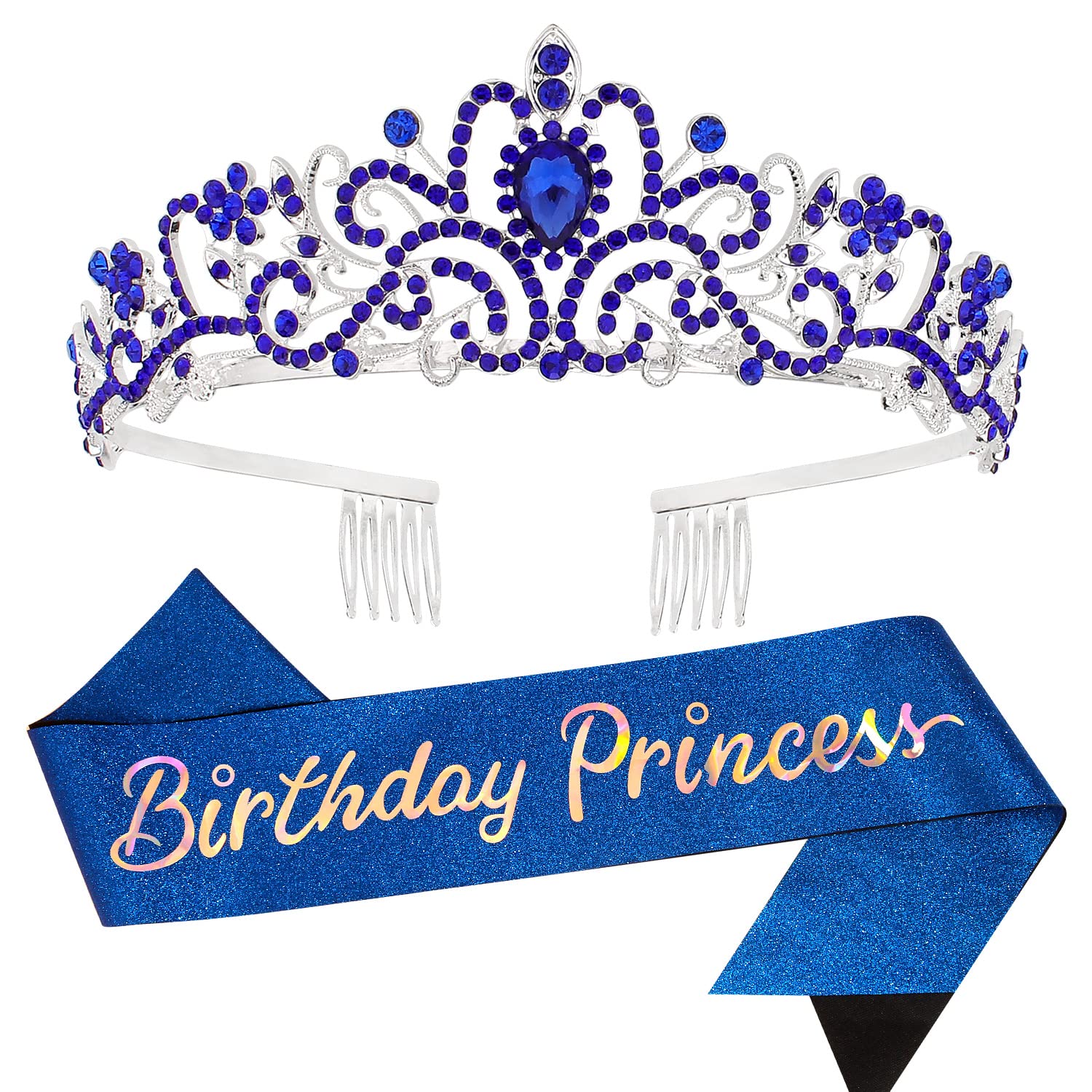 Birthday Girl Tiara, Crown for Girls, Princess Crown with Birthday Sash, Birthday Girl Headband, Birthday Crowns Tiara for Women, Happy Birthday Decorations Party Supplies Gifts