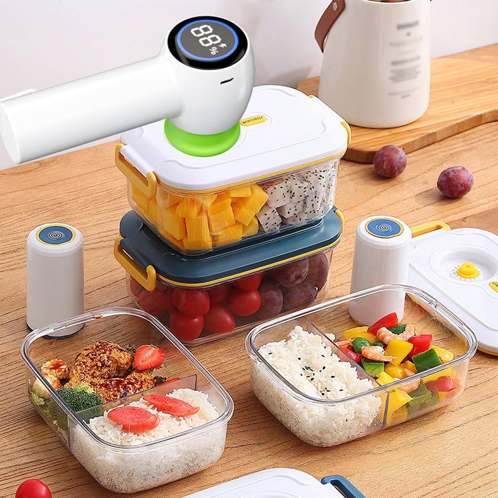 Handheld Vacuum Sealer Multifunctional Food Sealing Machine Mason Jars Electric Sealer Kit with 2 Jar Lids and 2 Preservation Bags for Keeping Food, Fruits, Vegetables