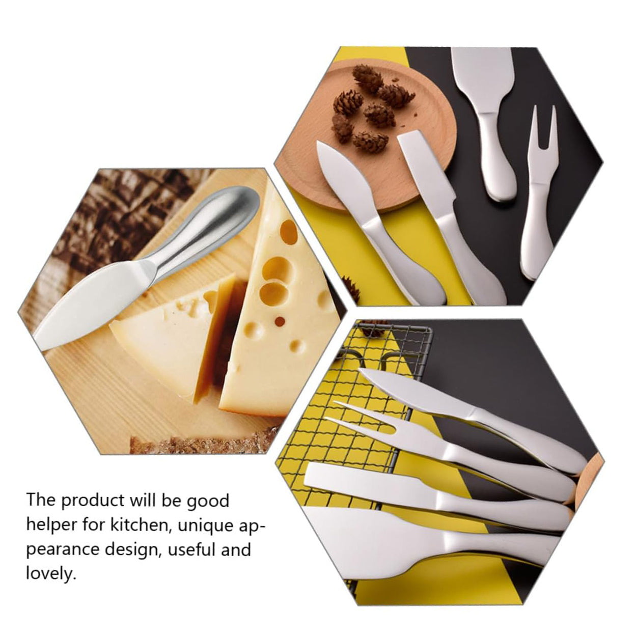 Premium Stainless Steel Cheese Tool Set - 4 Piece Cheese Knife Set - Cut, Spread All Your Favorite Cheeses