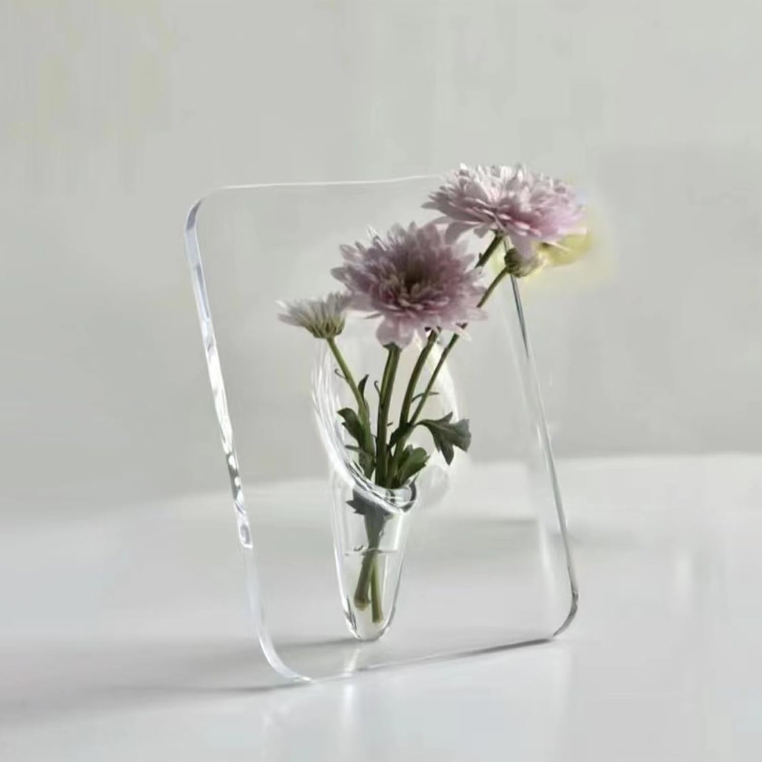 Frame Flower Vase - Clear Acrylic Vases for Flowers, Modern Art Vases for Home Decor, Unique Decorative Vases for Desktops Bookshelf Bedroom Living Room Wedding House Warming Gifts