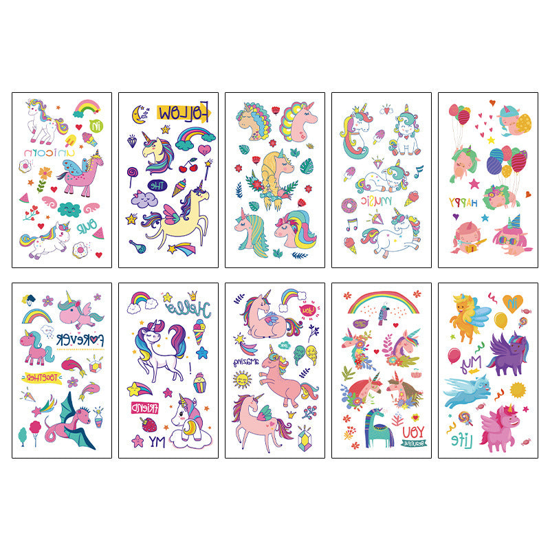 Party Time Temporary Tattoo Themed Birthday Party Decoration Supplies Like decorative Unicorn body stickers Gifts for kids Girls Boys School prizes Carnival