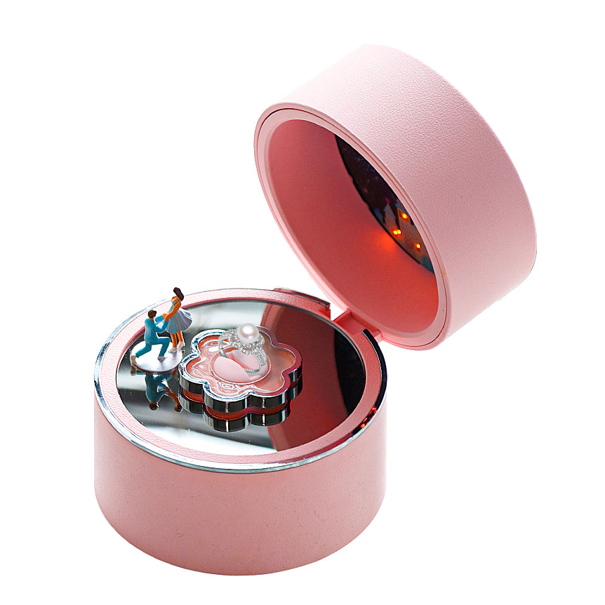 Rotating Music Box Gift Set Sensor Ring Box Light Elegant Jewelry Packaging Luxury Necklace Box