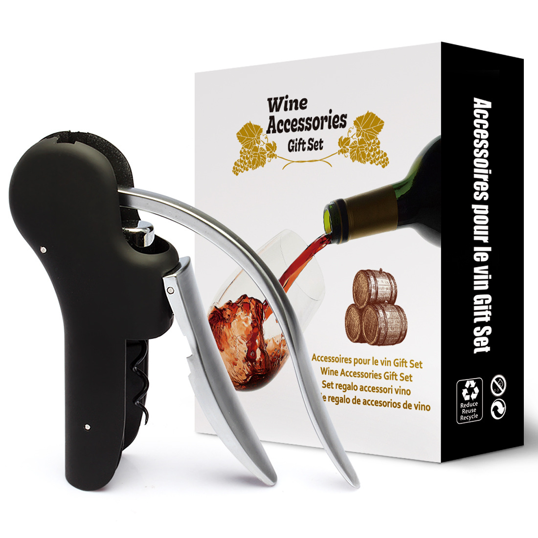 Stainless Steel Wine Opener Compact Vertical Corkscrew Wine Bottle Opener