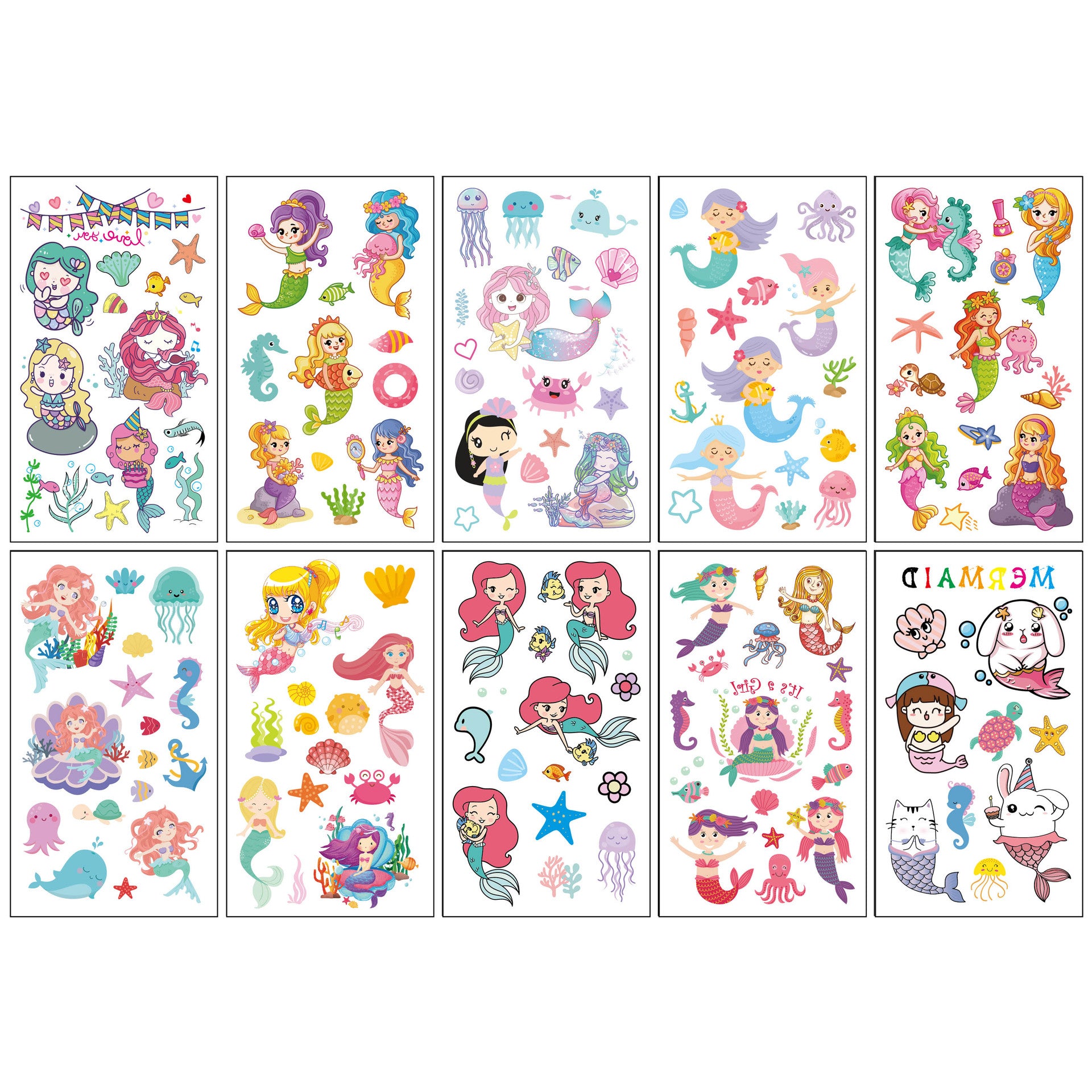 Party Time Temporary Tattoo Themed Birthday Party Decoration Supplies Like Princess/Mermaid gifts Girl Boy School Prize Carnival