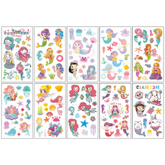 Party Time Temporary Tattoo Themed Birthday Party Decoration Supplies Like Princess/Mermaid gifts Girl Boy School Prize Carnival