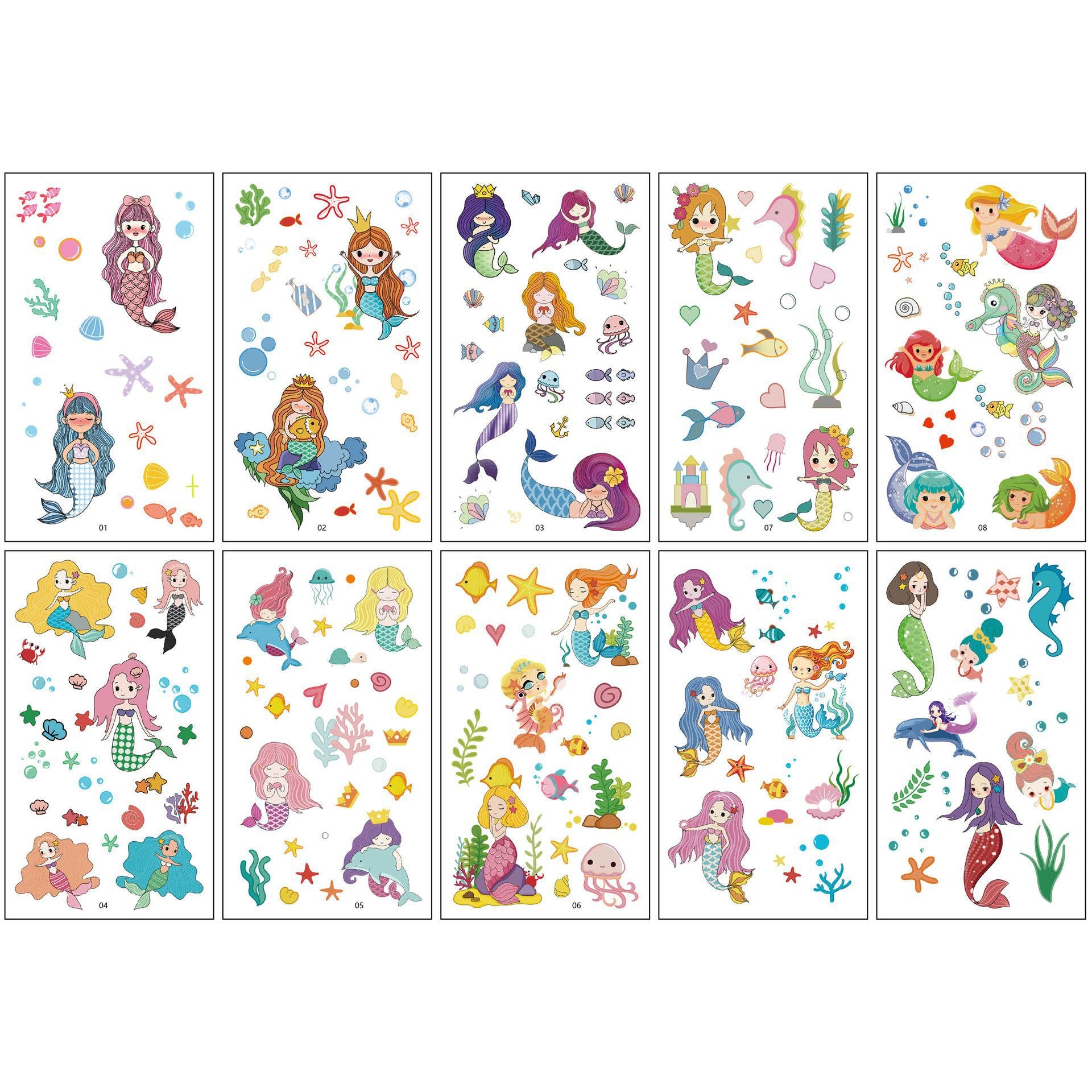 Party Time Temporary Tattoo Themed Birthday Party Decoration Supplies Like Princess/Mermaid gifts Girl Boy School Prize Carnival