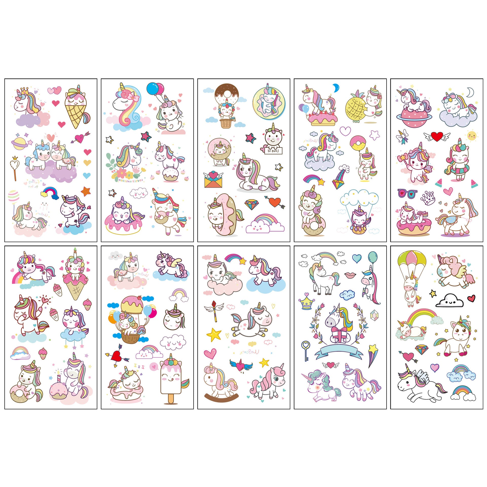 Party Time Temporary Tattoo Themed Birthday Party Decoration Supplies Like decorative Unicorn body stickers Gifts for kids Girls Boys School prizes Carnival