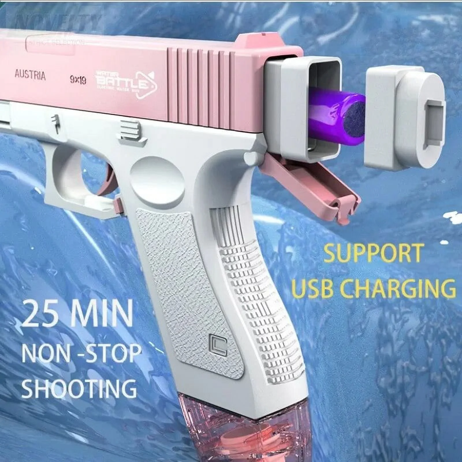 Electric Water Gun Children Toy Water Glock Toys for Boys High-pressure Strong Charging Energy Bared Water Pistol Kids Toys Gift Glock