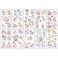 Party Time Temporary Tattoo Themed Birthday Party Decoration Supplies Like decorative Unicorn body stickers Gifts for kids Girls Boys School prizes Carnival