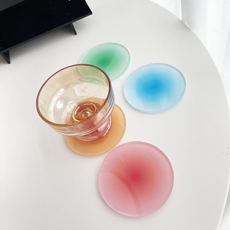 Drink Coasters Colorful Acrylic Coaster Set 4 Pcs , 3.8 Inch Round Non-Slip Table Coasters Coasters for Coffee Table