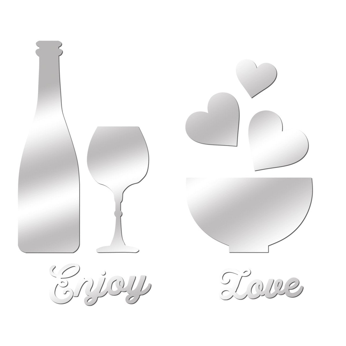 Glass love cup mirror sticker decoration  acrylic wall sticker restaurant background sticker