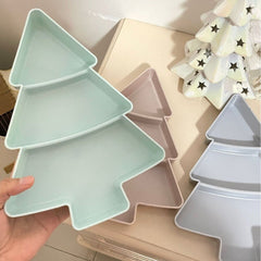 Christmas Tree Shape Candy Tray, Snacks Nuts Seeds Dry Fruits Plate Candy Xmas Tree Dish Grey