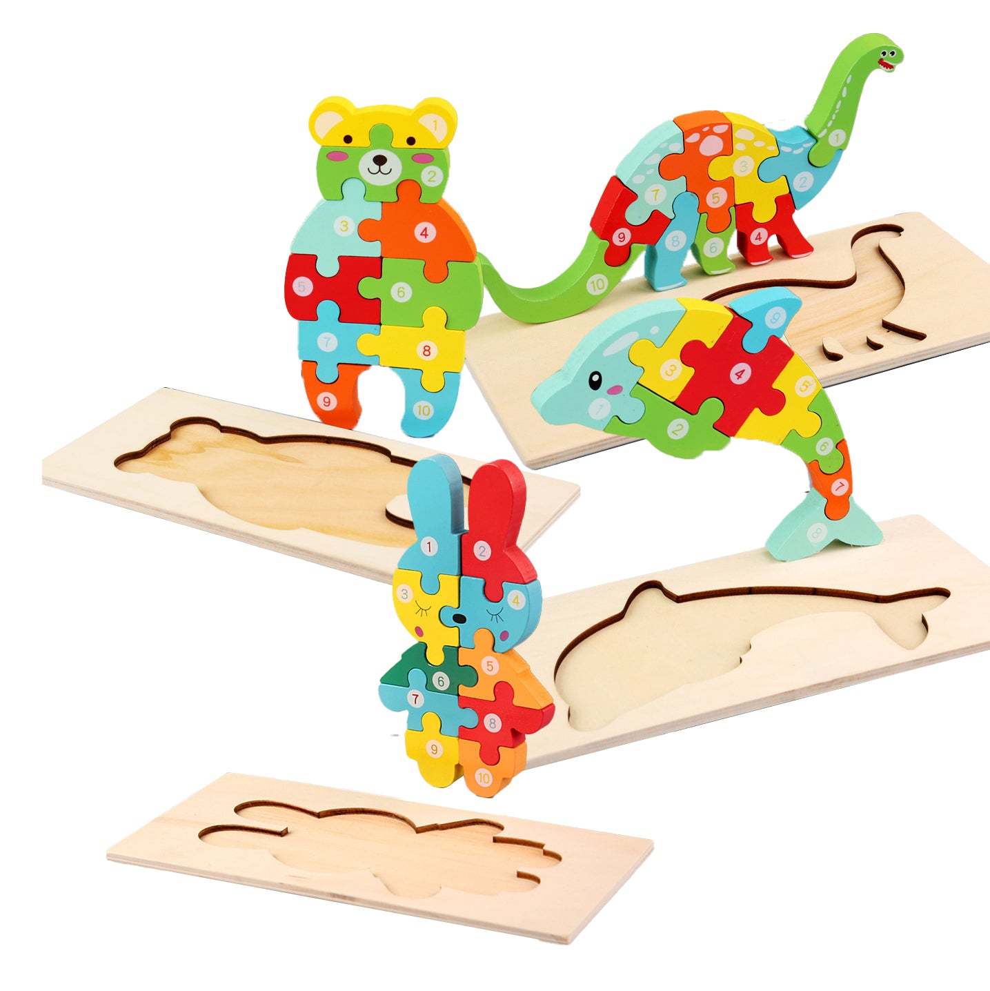 Wooden Toddler Puzzles for Kids Ages 3-5, Montessori Toys for 2 Year Old, Wooden Puzzles for Toddlers 2-4 Years, 4-Pack Toddler Puzzle Toddler Toys